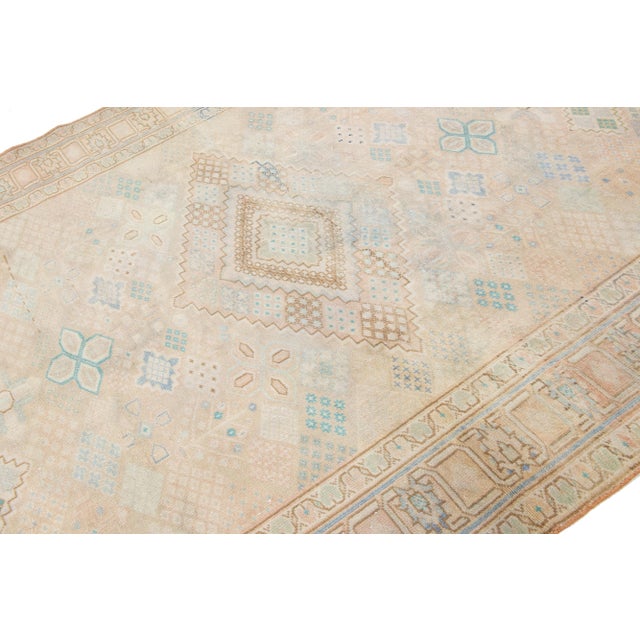Persian Geometric 1930s Handmade Josheghan Persian Wool Rug in Beige For Sale - Image 3 of 9