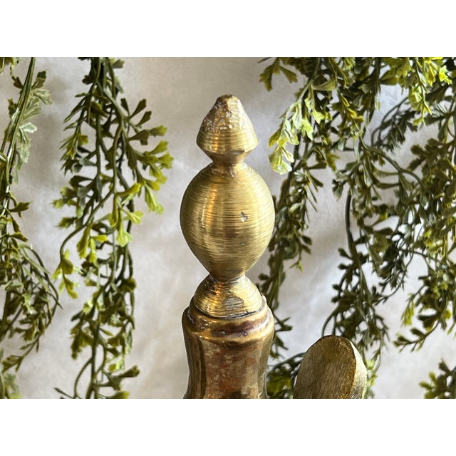 Islamic Large Antique Hand Crafted Arabian Dallah Coffee Urn 16" Middle Eastern Brass Plated Coffee Pot Hinged Lid Hand Woven Leather Handle Worn For Sale - Image 3 of 15