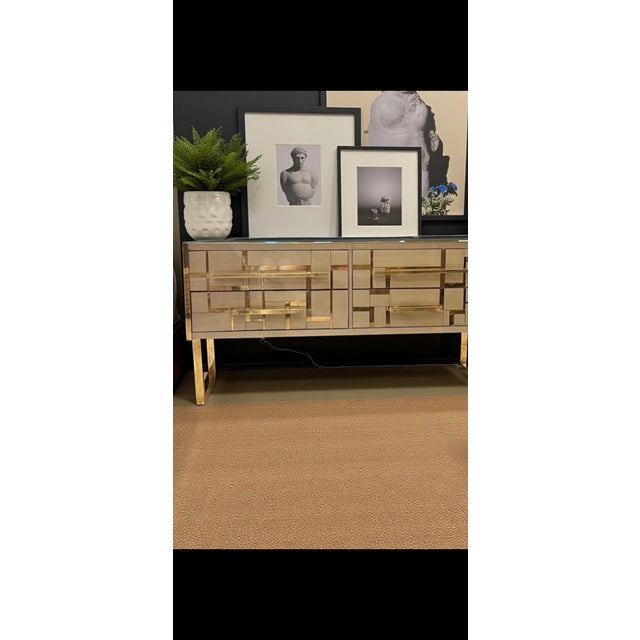 Sideboard in Gold and Brass Glass from Justfurnituress SRL For Sale - Image 11 of 18