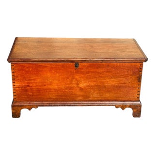 Antique Queen Anne Pennsylvania Walnut Dovetailed Blanket Chest With Iron Hinges For Sale