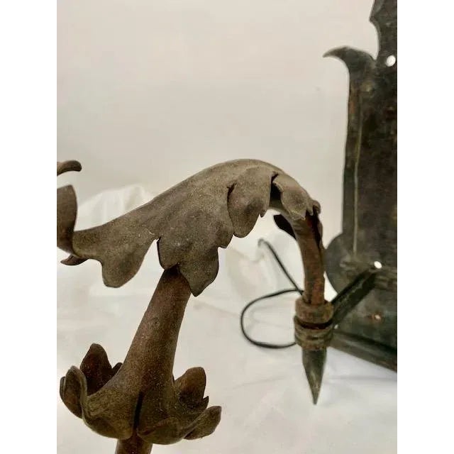 Vintage Spanish Swing Arm Hand Forged Spanish Sconces - Pair For Sale - Image 4 of 12