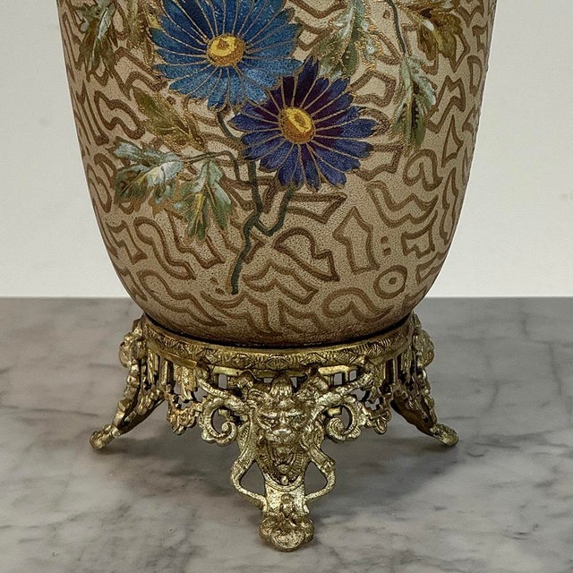 Pair of 19th Century French Gilt Bronze Mounted Hand-Painted Porcelain Vases by Royal Bonn For Sale - Image 11 of 18
