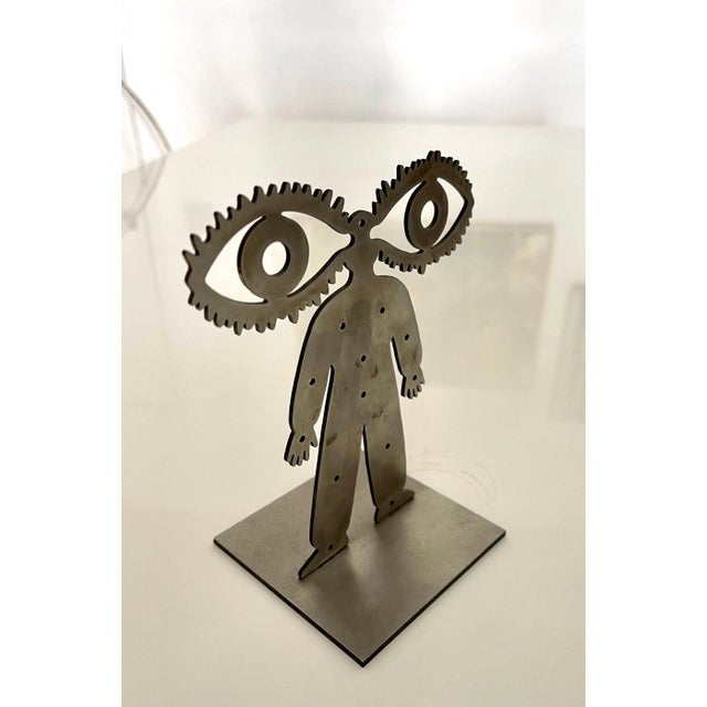 1990s Grisha Bruskin, Russian Judaica "Vision" Abstract Kabbalah Figure Steel Sculpture Grisha Bruskin, 1992 For Sale - Image 5 of 9