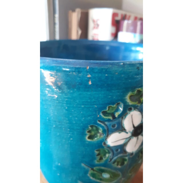 Mid 20th Century Vintage Aldo Londi Turquoise Footed Vessel Vase For Sale - Image 5 of 8