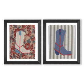 Hattie and Dottie by Willa Heart in Brimfield Black Frame, Set of 2 Mini Art Prints For Sale