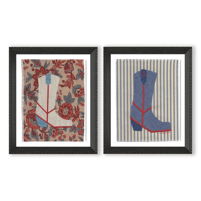 Hattie and Dottie by Willa Heart in Brimfield Black Frame, Set of 2 Mini Art Prints For Sale
