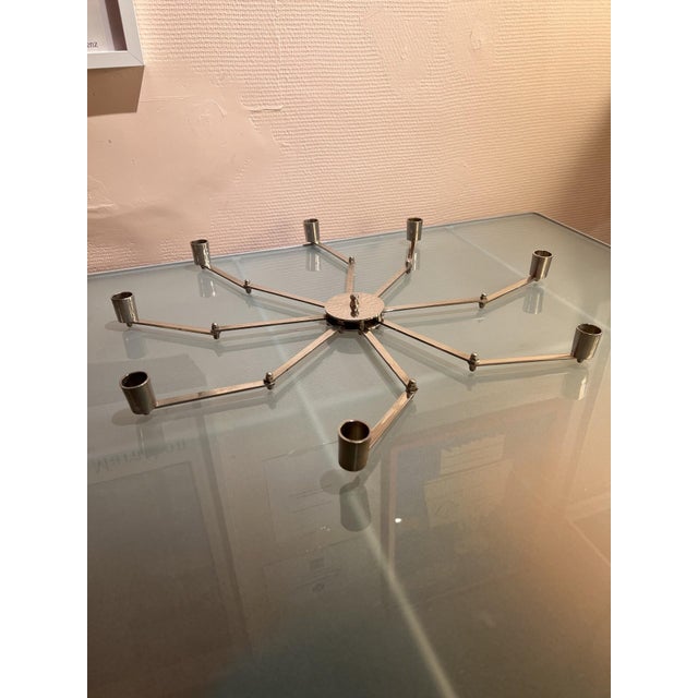 Chrome-Plated Steel Star-Shaped Candlestick, 1970s For Sale - Image 6 of 11