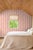 Garden Leaf Stripe Grasscloth Wallpaper by House Party | Blush Pink & Coral | 6 Yards For Sale - Image 4 of 6