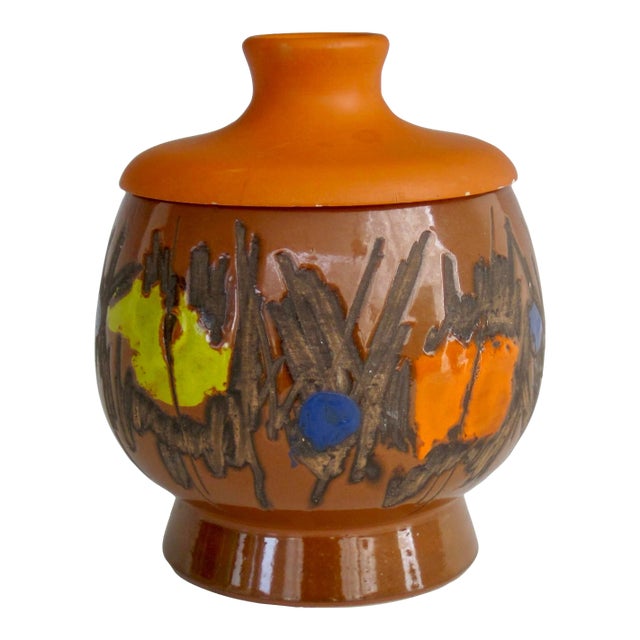 1960's Bitossi for Raymor Lidded Pedestal Jar For Sale