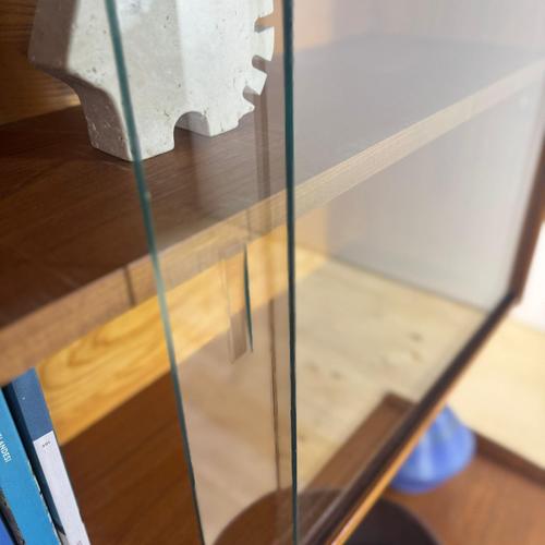Brown Vintage Teak Bookcase with Glass Doors For Sale - Image 8 of 13