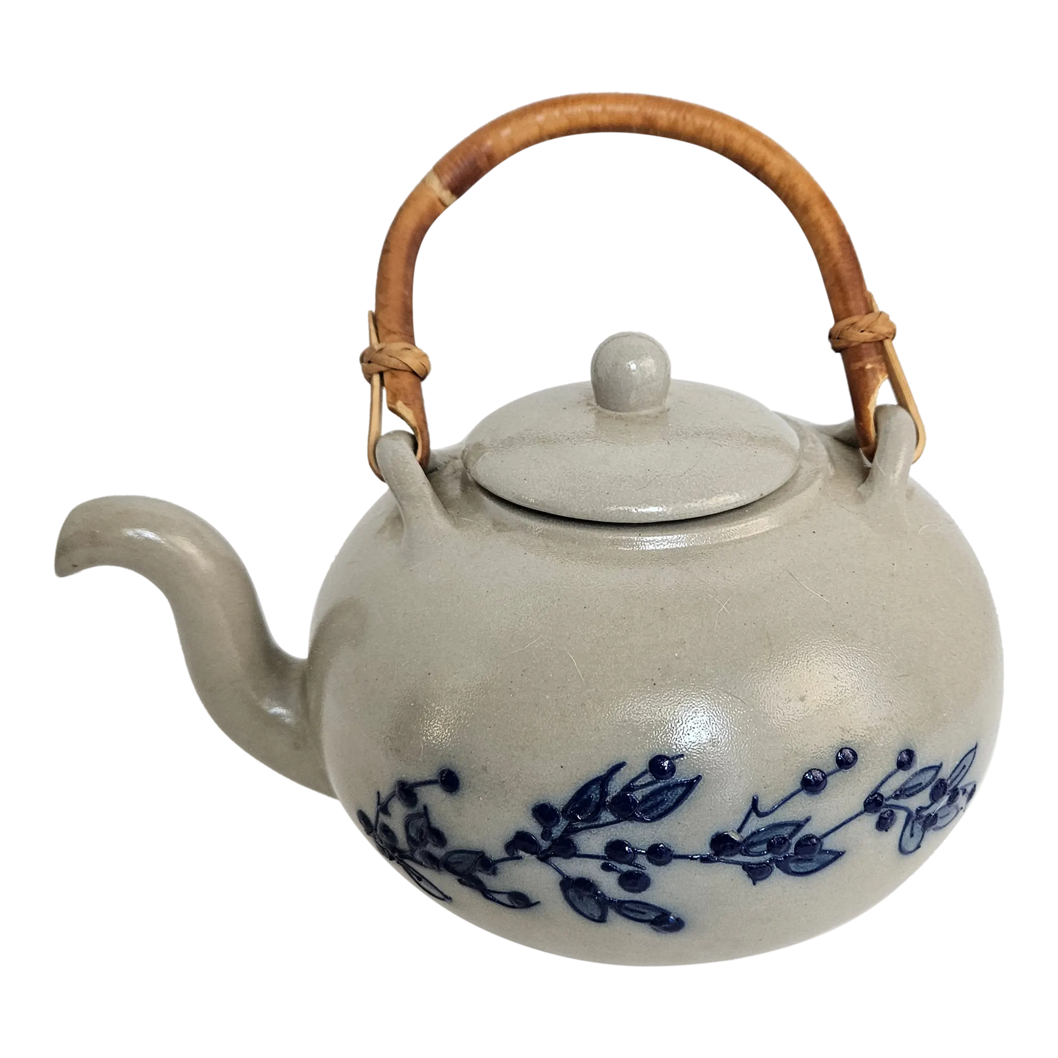 Salmon Falls Stoneware Blueberry Teapot, Dover, n.h. 2002 Lidded