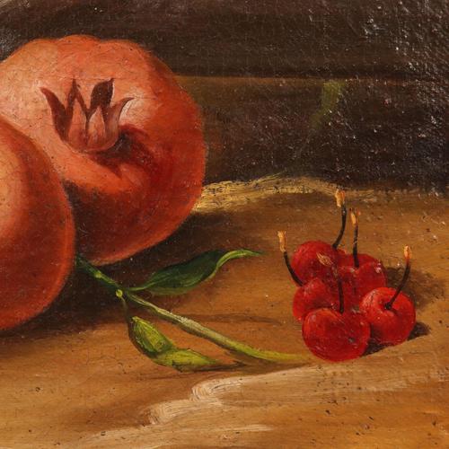 Still Lifes with Fruit, Oil on Canvases, Framed, Set of 2 For Sale - Image 6 of 11