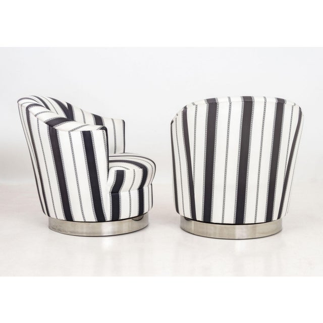 Late 20th Century Contemporary Silk Blend Swivel Tub Chairs, 2 For Sale - Image 5 of 5
