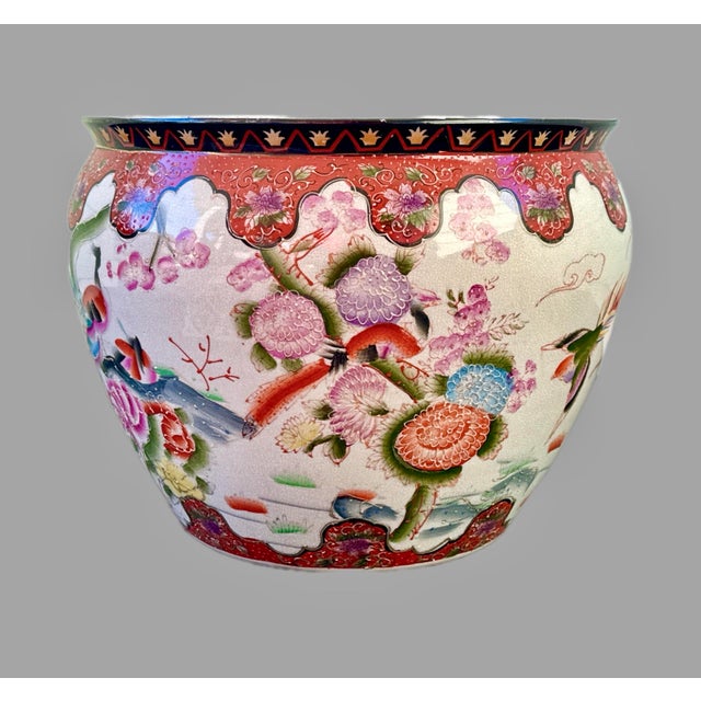 Late 20th Century Late 20th Century Chinese Porcelain Fishbowl Jardiniere Planter For Sale - Image 5 of 11