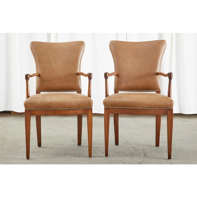 Art Deco Set of Four French Art Deco Armchairs After Jules Leleu For Sale - Image 3 of 13