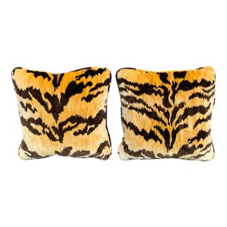 Scalamandre Le Tigre Tiger Print Throw Pillows- a Pair For Sale