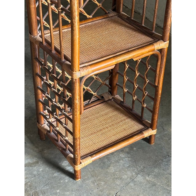 1980s Bamboo and Cane Etagere Shelf For Sale - Image 9 of 12