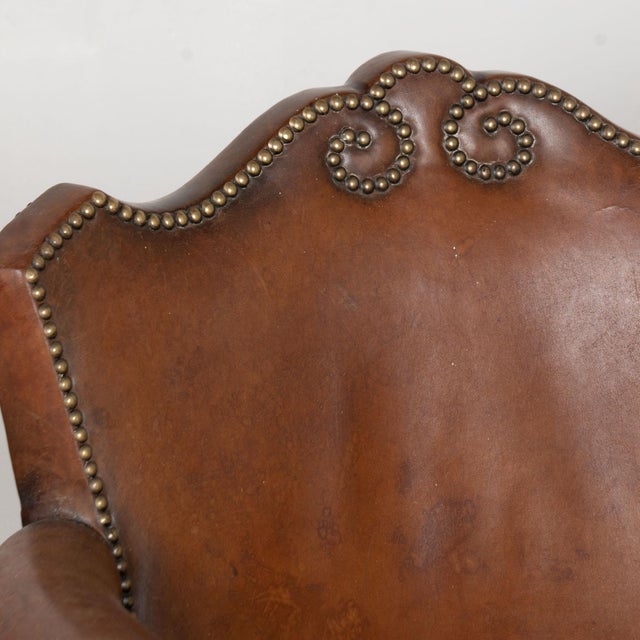 20th Century Vintage Danish Brown Leather Three Seat Sofa For Sale - Image 4 of 18