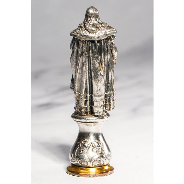 Neat Antique Art Nouveau Silver Gilt Bronze Albrecht Dürer Statue Miniature Desk Wax Seal For Sale - Image 11 of 15