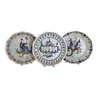 19th Century Hand Painted French Plates-Set of 3 For Sale