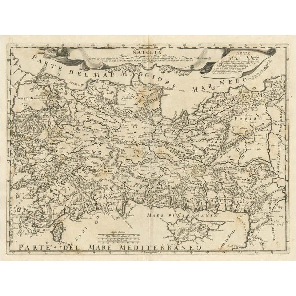 Antique Italian Map of Asia Minor and Cyprus and Neighboring Regions ...
