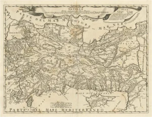 Antique Italian Map of Asia Minor and Cyprus and Neighboring Regions, 1686