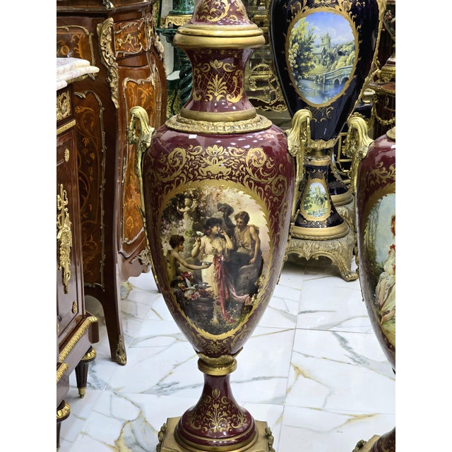 Pair of Porcelain Vases France French Style For Sale - Image 11 of 12