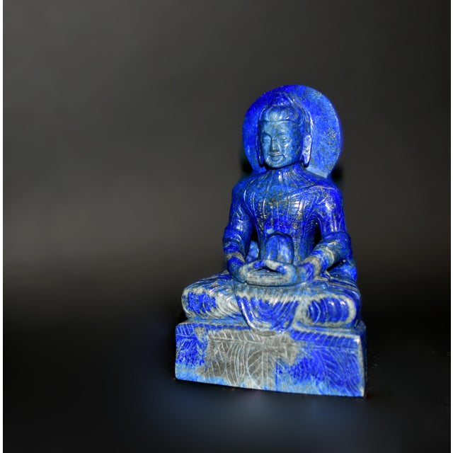 Blue Lapis Lazuli Buddha Statue Stately Presence For Sale - Image 8 of 17