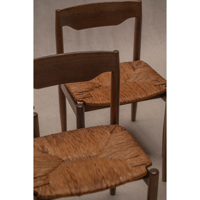 Wood Mid-Century Wengé and Rattan Dining Chairs, 1970s, Set of 6 For Sale - Image 7 of 18