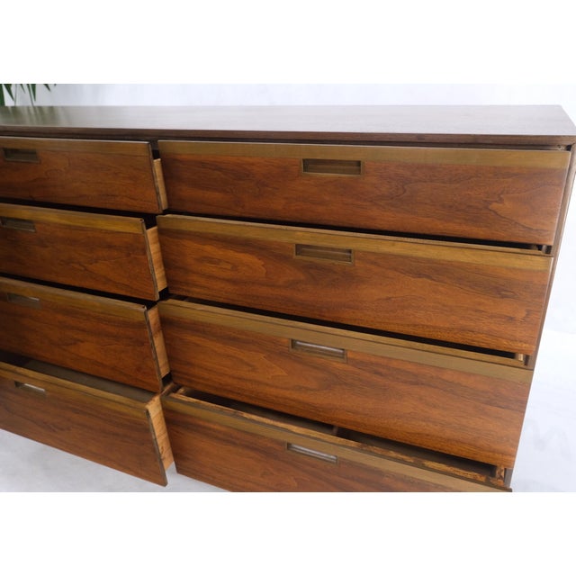 1970s Mid Century Danish Modern Walnut 11 Drawers Dresser Credenza 2 Doors Compartment For Sale - Image 5 of 12