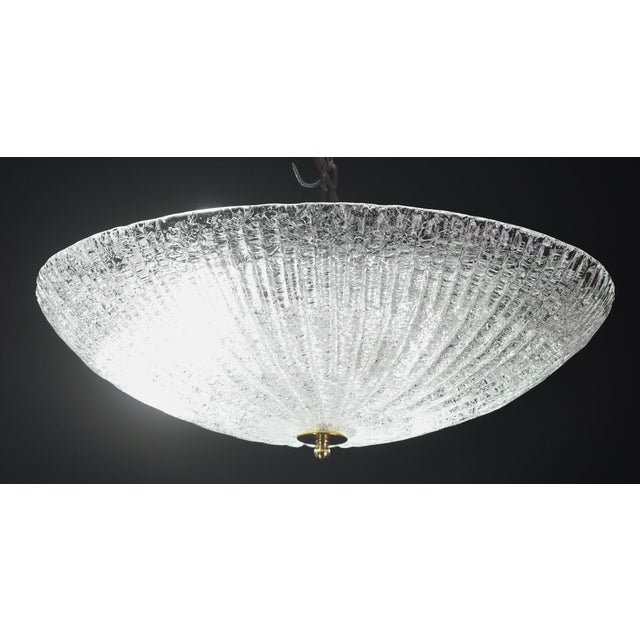 Vintage Italian Transparent Murano Glass Flush Mount Light For Sale - Image 4 of 11