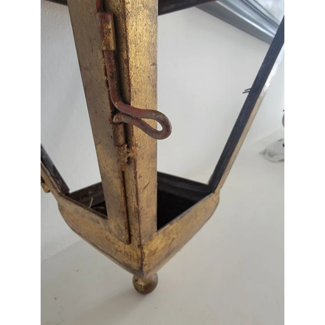 20th century neoclassical-style metal lantern. Unwired.