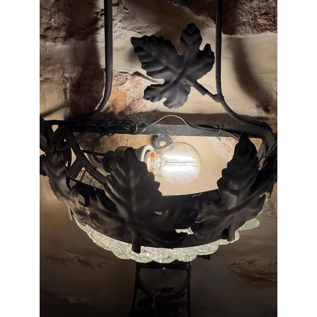 Venetian Wrought Iron and Murano Glass Grape-Cluster Wall Sconces, Italy, 1940s, Set of 2 For Sale - Image 10 of 11