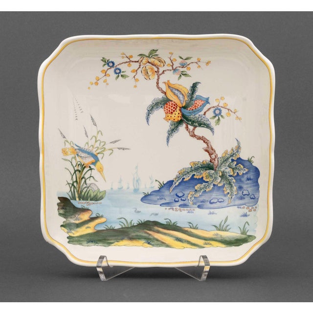 White Collection of Four Gien "Caraibes" Faience Tableware Pieces For Sale - Image 8 of 11