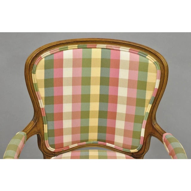 French Country Vintage French Country Louis XV Style Plaid Arm Chair by Simon Loscertales Bona For Sale - Image 3 of 12