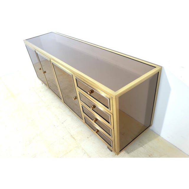 Mid-century modern buffet by michel pigneres for l'angolo metallarte roma. features coated bronze mirrors, brass, and...