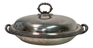 Antique Silver Plate Covered Casserole / Entree Plate- Made in England