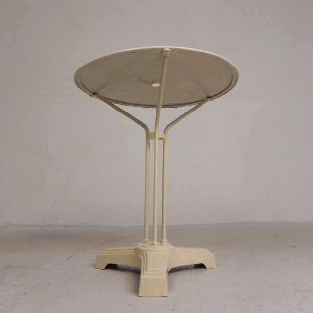 Bistro Table with Cast Iron Legs and Round Steel Top, 1930s For Sale - Image 4 of 18