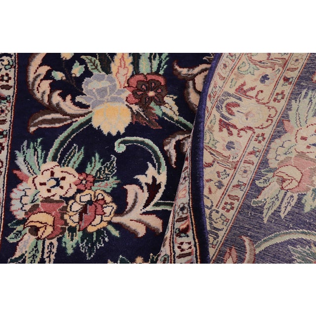 Textile Art Nouveau 1990's Pak-Persian Blue/Ivory Wool Rug - 3'2'' X 5'0'' For Sale - Image 7 of 9