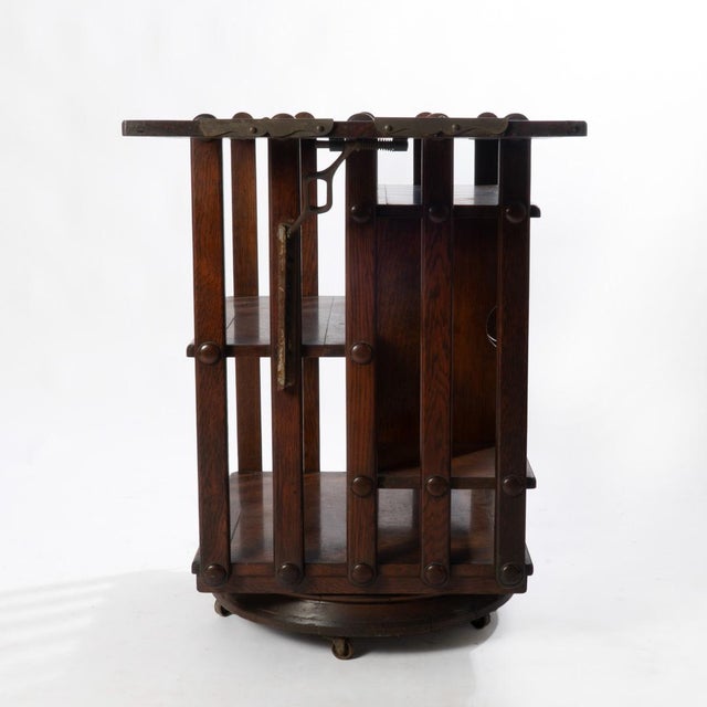 Antique Oak Revolving Bookcase Patented 1888 For Sale - Image 9 of 15