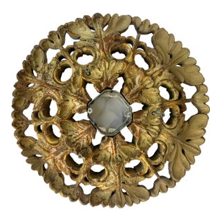 1930s Carved Giltwood Ceiling Medallion For Sale