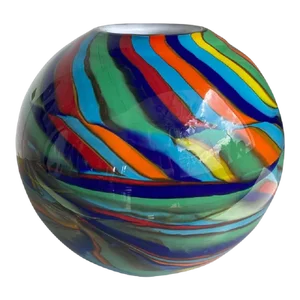 Abstarct Vase with Multicolored Reeds in Murano Glass by Simoeng