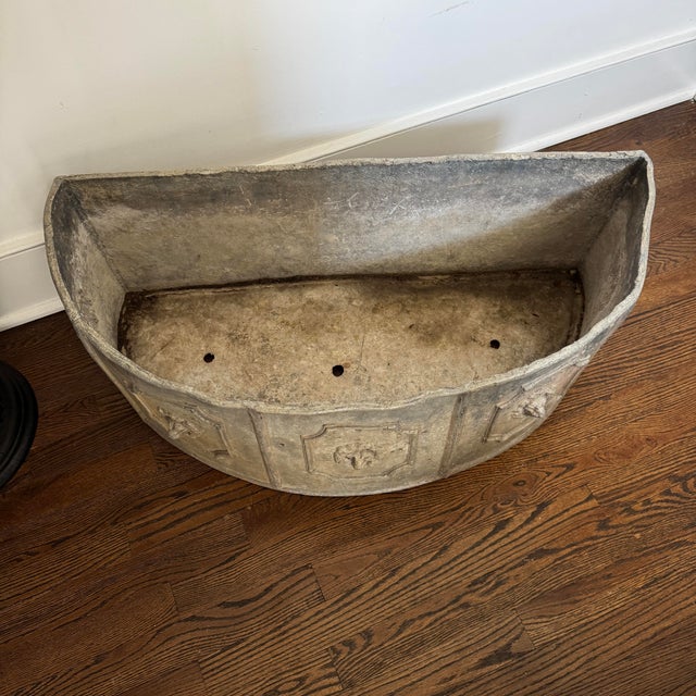 French 19th Century French Half Round Lion Head Lead Planter For Sale - Image 3 of 9