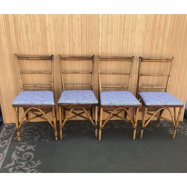 Bamboo Dining Table and Four Chairs 1930’s Hand Made - Set of 5 For Sale - Image 10 of 13