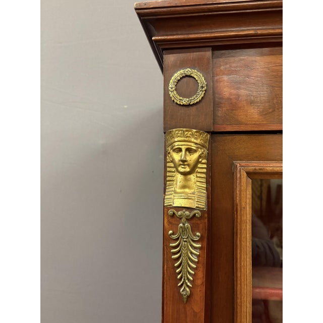 Small Empire-Style Walnut Bookcase, 1930 For Sale - Image 9 of 14