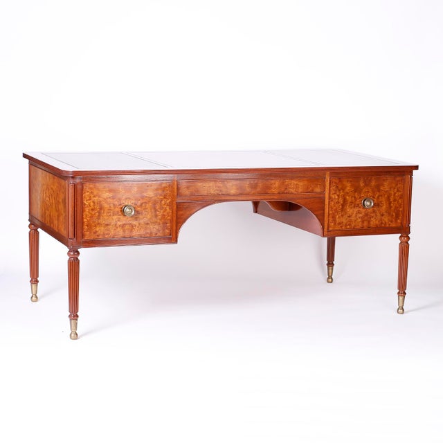 British Colonial Style Leather Top Desk Chairish