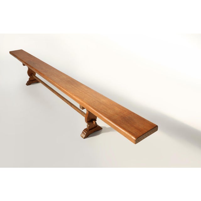 Antique French Long Elm Monastery Bench, 1850 For Sale - Image 5 of 15