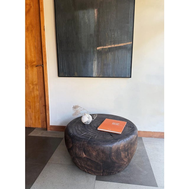 Contemporary Striking Burnt Suar Wood Coffee Table, Stunning Wood Textures, Modern Organic For Sale - Image 3 of 9