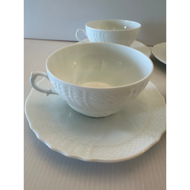 1900s Richard Ginory Italy Oversized White Tea Cup and Saucer - Set for Four(4) For Sale - Image 10 of 17