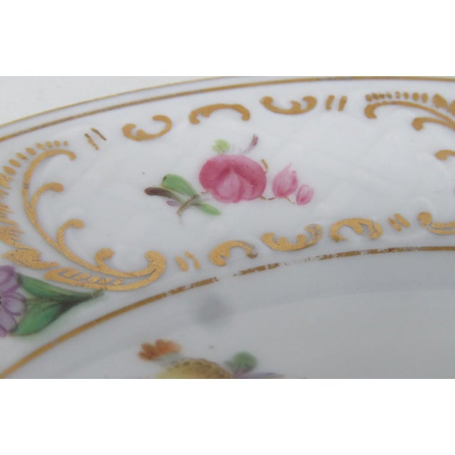 Mid 20th Century Schumann Bavaria Empress Dresden Flowers White Porcelain Plates 2pc Pair #5139b For Sale - Image 5 of 10